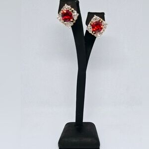 Elegant Red Gemstone Earrings